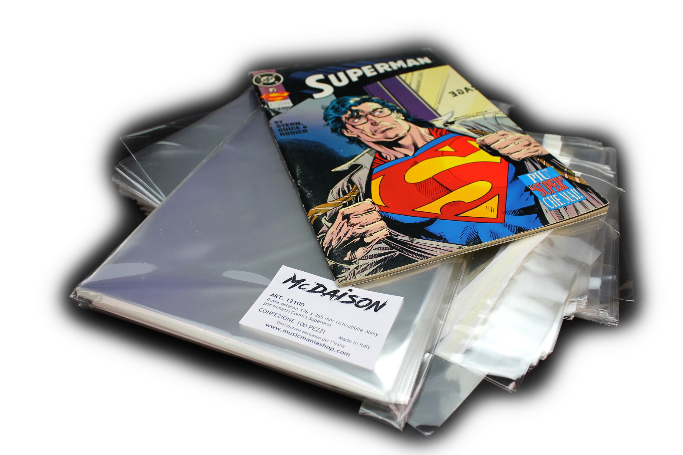 100 buste richiudibili per fumetti Comics Supereroi 176 x 265 mm - MMS