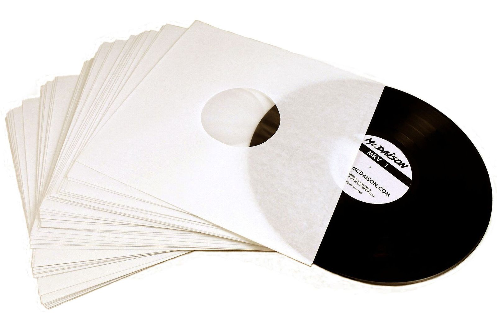 50 Buste interne bianco crema con velina antistatica per dischi LP