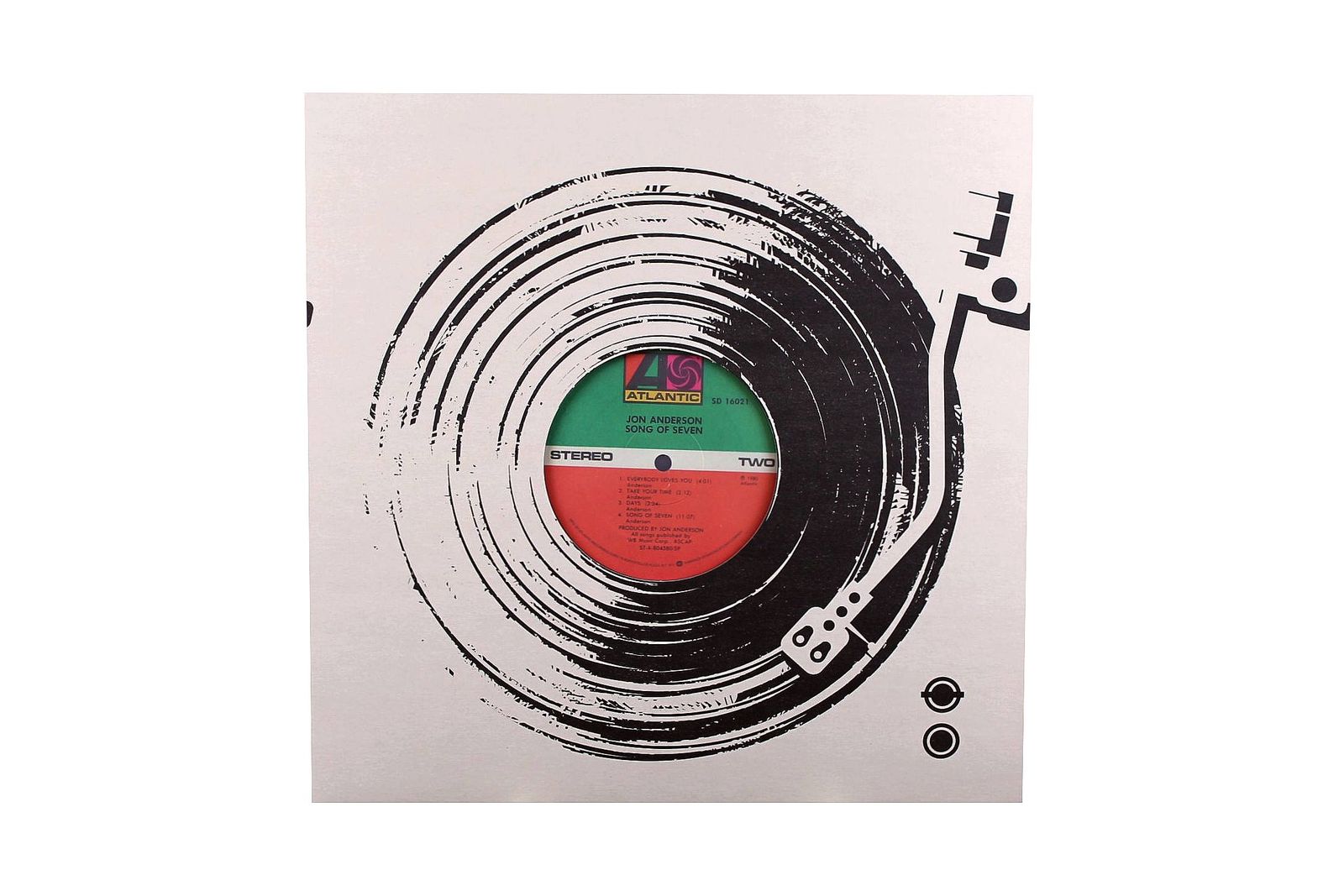 Copertina per LP 12" decorata con disegno stilizzato di un giradischi