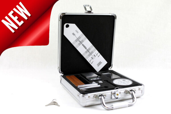 Set 14 strumenti in valigetta di metallo per taratura e calibrazione puntina, braccio e giradischi