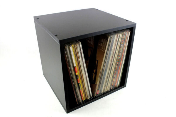 Mobile espositore in legno MDF nero corrugato per 70-90 dischi LP 33 giri